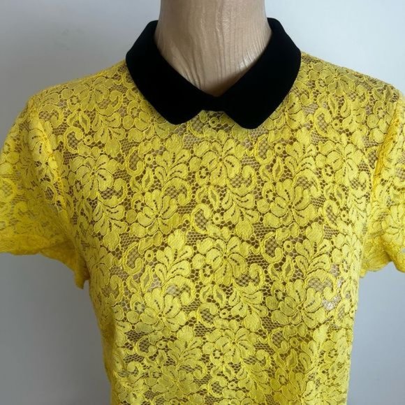 Zara Twee Women’s Cottagecore Peasant Collared Lace Blouse Top Collared Medium - Picture 6 of 9